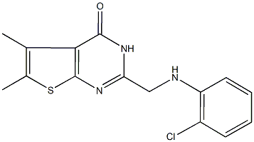 2-[(2-chloroanilino)methyl]-5,6-dimethylthieno[2,3-d]pyrimidin-4(3H)-one Struktur