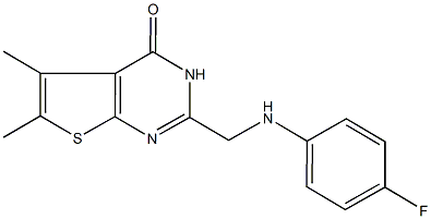 2-[(4-fluoroanilino)methyl]-5,6-dimethylthieno[2,3-d]pyrimidin-4(3H)-one Struktur