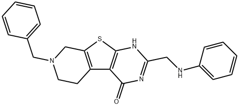 2-(anilinomethyl)-7-benzyl-5,6,7,8-tetrahydropyrido[4',3':4,5]thieno[2,3-d]pyrimidin-4(3H)-one Struktur