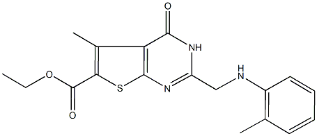 ethyl 5-methyl-4-oxo-2-(2-toluidinomethyl)-3,4-dihydrothieno[2,3-d]pyrimidine-6-carboxylate Struktur