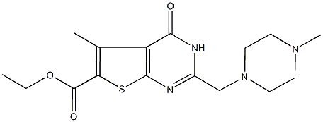 ethyl 5-methyl-2-[(4-methyl-1-piperazinyl)methyl]-4-oxo-3,4-dihydrothieno[2,3-d]pyrimidine-6-carboxylate Struktur