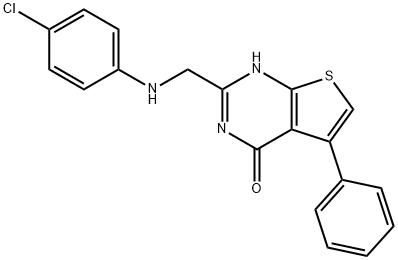 2-[(4-chloroanilino)methyl]-5-phenylthieno[2,3-d]pyrimidin-4(3H)-one Struktur