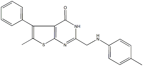 6-methyl-5-phenyl-2-(4-toluidinomethyl)thieno[2,3-d]pyrimidin-4(3H)-one Struktur