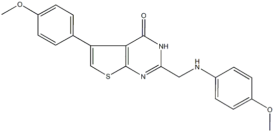 2-[(4-methoxyanilino)methyl]-5-(4-methoxyphenyl)thieno[2,3-d]pyrimidin-4(3H)-one Struktur