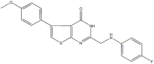 2-[(4-fluoroanilino)methyl]-5-(4-methoxyphenyl)thieno[2,3-d]pyrimidin-4(3H)-one Struktur