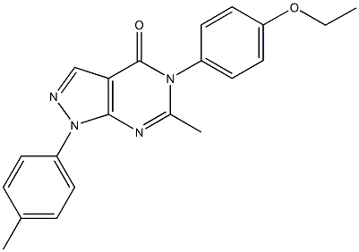 5-(4-ethoxyphenyl)-6-methyl-1-(4-methylphenyl)-1,5-dihydro-4H-pyrazolo[3,4-d]pyrimidin-4-one Struktur