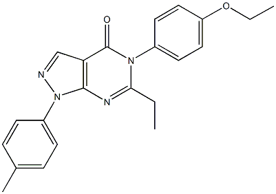 5-(4-ethoxyphenyl)-6-ethyl-1-(4-methylphenyl)-1,5-dihydro-4H-pyrazolo[3,4-d]pyrimidin-4-one Struktur