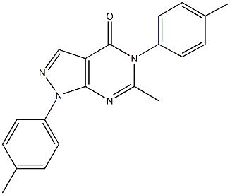 6-methyl-1,5-bis(4-methylphenyl)-1,5-dihydro-4H-pyrazolo[3,4-d]pyrimidin-4-one Struktur