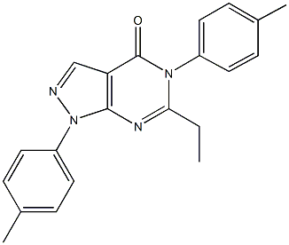 6-ethyl-1,5-bis(4-methylphenyl)-1,5-dihydro-4H-pyrazolo[3,4-d]pyrimidin-4-one Struktur