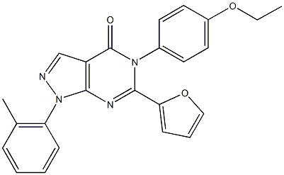 5-(4-ethoxyphenyl)-6-(2-furyl)-1-(2-methylphenyl)-1,5-dihydro-4H-pyrazolo[3,4-d]pyrimidin-4-one Struktur