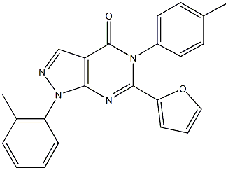 6-(2-furyl)-1-(2-methylphenyl)-5-(4-methylphenyl)-1,5-dihydro-4H-pyrazolo[3,4-d]pyrimidin-4-one Struktur