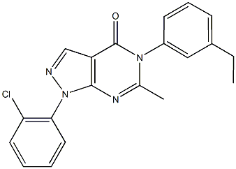 1-(2-chlorophenyl)-5-(3-ethylphenyl)-6-methyl-1,5-dihydro-4H-pyrazolo[3,4-d]pyrimidin-4-one Struktur