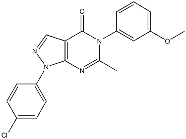 1-(4-chlorophenyl)-5-(3-methoxyphenyl)-6-methyl-1,5-dihydro-4H-pyrazolo[3,4-d]pyrimidin-4-one Struktur