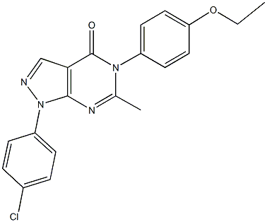 1-(4-chlorophenyl)-5-(4-ethoxyphenyl)-6-methyl-1,5-dihydro-4H-pyrazolo[3,4-d]pyrimidin-4-one Struktur