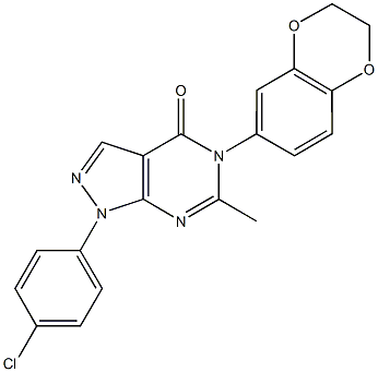 1-(4-chlorophenyl)-5-(2,3-dihydro-1,4-benzodioxin-6-yl)-6-methyl-1,5-dihydro-4H-pyrazolo[3,4-d]pyrimidin-4-one Struktur