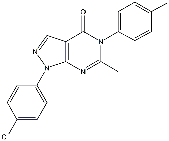 1-(4-chlorophenyl)-6-methyl-5-(4-methylphenyl)-1,5-dihydro-4H-pyrazolo[3,4-d]pyrimidin-4-one Struktur