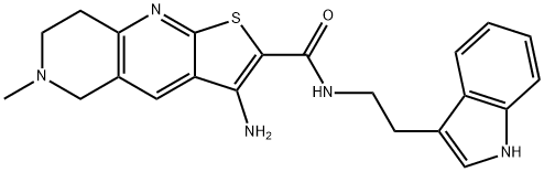 3-amino-N-[2-(1H-indol-3-yl)ethyl]-6-methyl-5,6,7,8-tetrahydrothieno[2,3-b][1,6]naphthyridine-2-carboxamide Struktur