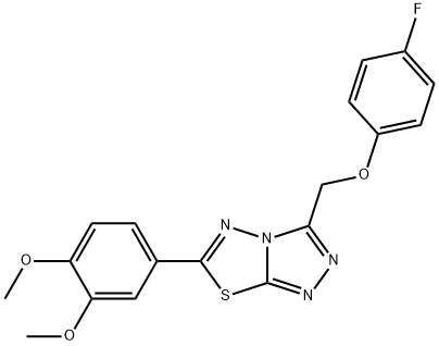 6-(3,4-dimethoxyphenyl)-3-[(4-fluorophenoxy)methyl][1,2,4]triazolo[3,4-b][1,3,4]thiadiazole Struktur