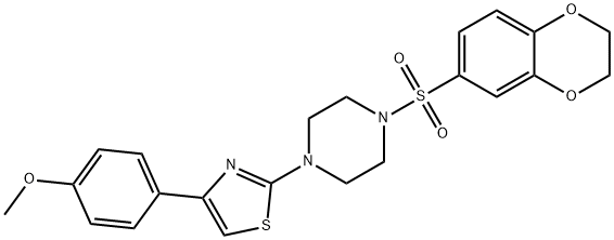 4-{2-[4-(2,3-dihydro-1,4-benzodioxin-6-ylsulfonyl)-1-piperazinyl]-1,3-thiazol-4-yl}phenyl methyl ether Struktur