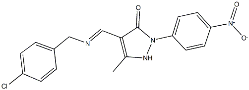 4-{[(4-chlorobenzyl)imino]methyl}-2-{4-nitrophenyl}-5-methyl-1,2-dihydro-3H-pyrazol-3-one Struktur