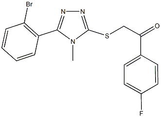 2-{[5-(2-bromophenyl)-4-methyl-4H-1,2,4-triazol-3-yl]sulfanyl}-1-(4-fluorophenyl)ethanone Struktur