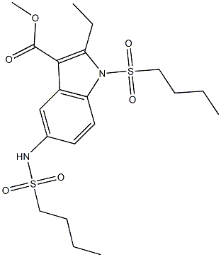 methyl 1-(butylsulfonyl)-5-[(butylsulfonyl)amino]-2-ethyl-1H-indole-3-carboxylate Struktur