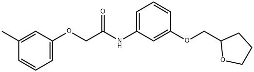 2-(3-methylphenoxy)-N-[3-(tetrahydro-2-furanylmethoxy)phenyl]acetamide Struktur