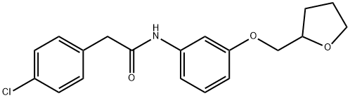 2-(4-chlorophenyl)-N-[3-(tetrahydro-2-furanylmethoxy)phenyl]acetamide Struktur