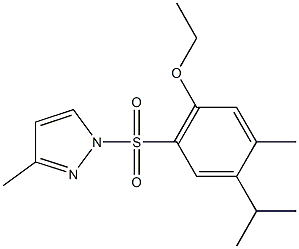 ethyl 4-isopropyl-5-methyl-2-[(3-methyl-1H-pyrazol-1-yl)sulfonyl]phenyl ether Struktur