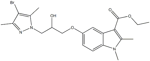 ethyl 5-[3-(4-bromo-3,5-dimethyl-1H-pyrazol-1-yl)-2-hydroxypropoxy]-1,2-dimethyl-1H-indole-3-carboxylate Struktur