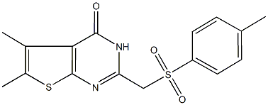 5,6-dimethyl-2-{[(4-methylphenyl)sulfonyl]methyl}thieno[2,3-d]pyrimidin-4(3H)-one Struktur