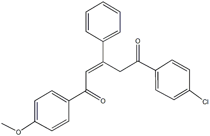 5-(4-chlorophenyl)-1-(4-methoxyphenyl)-3-phenyl-2-pentene-1,5-dione Struktur