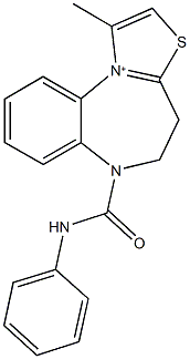 6-(anilinocarbonyl)-1-methyl-4H,5H,6H-[1,3]thiazolo[3,2-a][1,5]benzodiazepin-11-ium Struktur