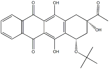 9-acetyl-7-tert-butoxy-6,9,11-trihydroxy-7,8,9,10-tetrahydro-5,12-naphthacenedione Struktur