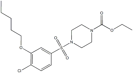 ethyl 4-{[4-chloro-3-(pentyloxy)phenyl]sulfonyl}-1-piperazinecarboxylate Struktur