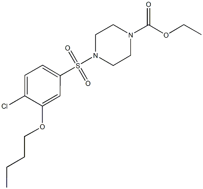 ethyl 4-[(3-butoxy-4-chlorophenyl)sulfonyl]-1-piperazinecarboxylate Struktur