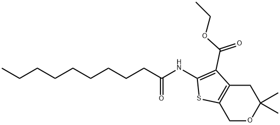 ethyl 2-(decanoylamino)-5,5-dimethyl-4,7-dihydro-5H-thieno[2,3-c]pyran-3-carboxylate Struktur