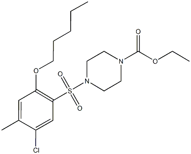 ethyl 4-{[5-chloro-4-methyl-2-(pentyloxy)phenyl]sulfonyl}-1-piperazinecarboxylate Struktur