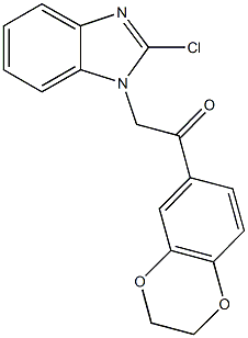 2-(2-chloro-1H-benzimidazol-1-yl)-1-(2,3-dihydro-1,4-benzodioxin-6-yl)ethanone Struktur