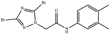 2-(3,5-dibromo-1H-1,2,4-triazol-1-yl)-N-(3,4-dimethylphenyl)acetamide Struktur