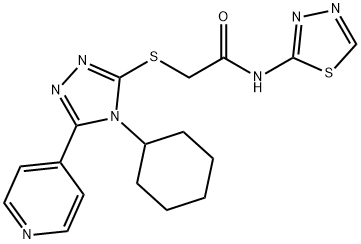 2-{[4-cyclohexyl-5-(4-pyridinyl)-4H-1,2,4-triazol-3-yl]sulfanyl}-N-(1,3,4-thiadiazol-2-yl)acetamide Struktur