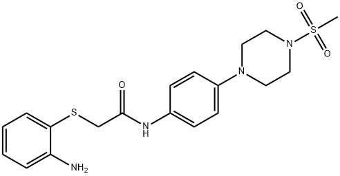 2-[(2-aminophenyl)sulfanyl]-N-{4-[4-(methylsulfonyl)-1-piperazinyl]phenyl}acetamide Struktur