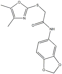 N-(1,3-benzodioxol-5-yl)-2-[(4,5-dimethyl-1,3-oxazol-2-yl)sulfanyl]acetamide Struktur