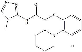 2-{[3-chloro-2-(1-piperidinyl)phenyl]sulfanyl}-N-(4-methyl-4H-1,2,4-triazol-3-yl)acetamide Struktur