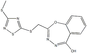 2-({[3-(methylsulfanyl)-1,2,4-thiadiazol-5-yl]sulfanyl}methyl)-1,3,4-benzoxadiazepin-5-ol Struktur