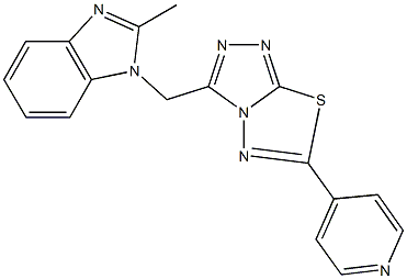 2-methyl-1-{[6-(4-pyridinyl)[1,2,4]triazolo[3,4-b][1,3,4]thiadiazol-3-yl]methyl}-1H-benzimidazole Struktur