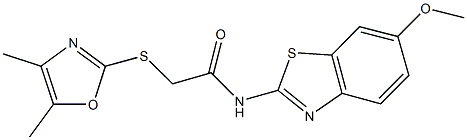 2-[(4,5-dimethyl-1,3-oxazol-2-yl)sulfanyl]-N-(6-methoxy-1,3-benzothiazol-2-yl)acetamide Struktur