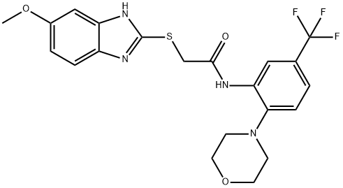 2-[(5-methoxy-1H-benzimidazol-2-yl)sulfanyl]-N-[2-(4-morpholinyl)-5-(trifluoromethyl)phenyl]acetamide Struktur