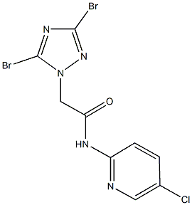 N-(5-chloro-2-pyridinyl)-2-(3,5-dibromo-1H-1,2,4-triazol-1-yl)acetamide Struktur