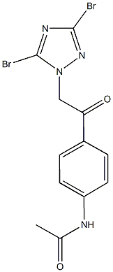 N-{4-[2-(3,5-dibromo-1H-1,2,4-triazol-1-yl)acetyl]phenyl}acetamide Struktur